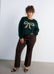 Sweter ze zlota kokardka, Zielony, Model image number 1