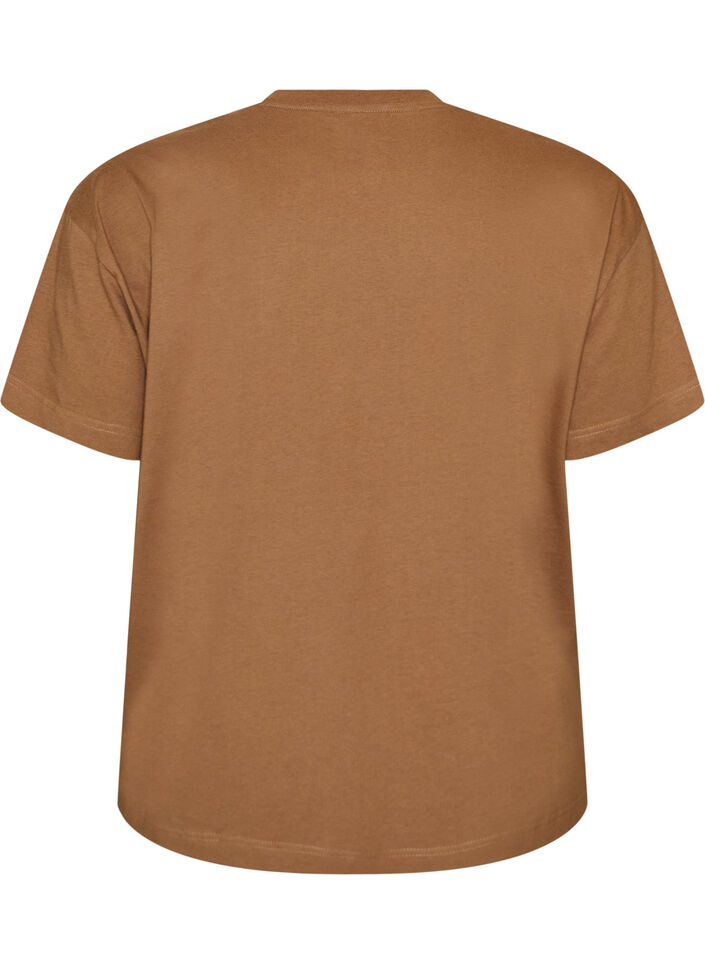 T-shirt z kr&oacute;tkim rekawem i nadrukiem ze 100 % bawelny, Brązowy, Packshot image number 1