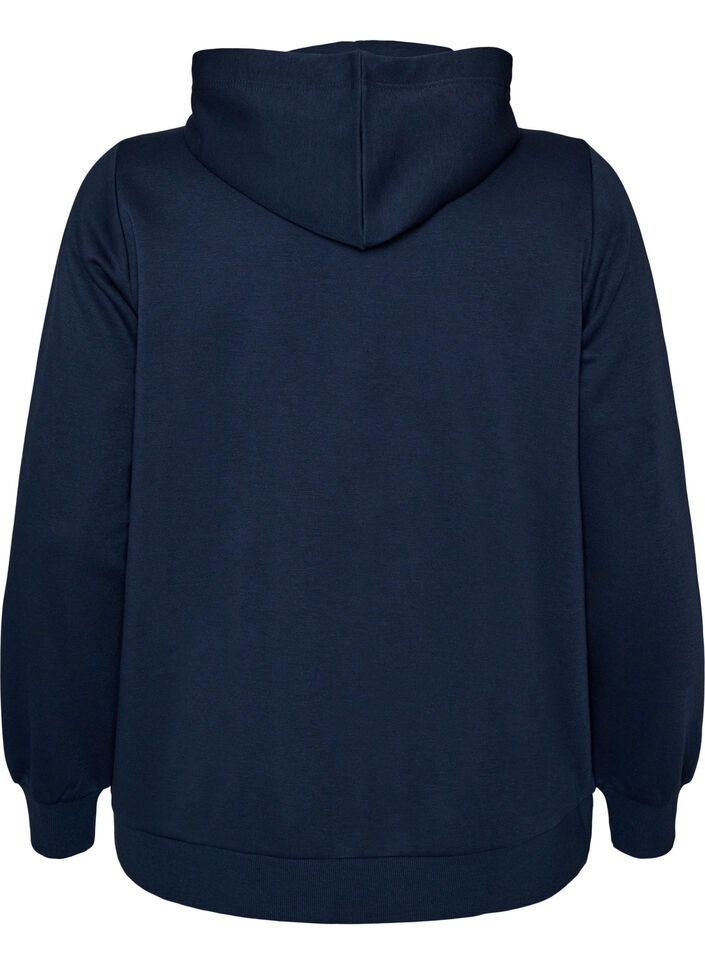 Bluza z kapturem, zamkiem blyskawicznym i kieszeniami, Niebieskie, Packshot image number 1