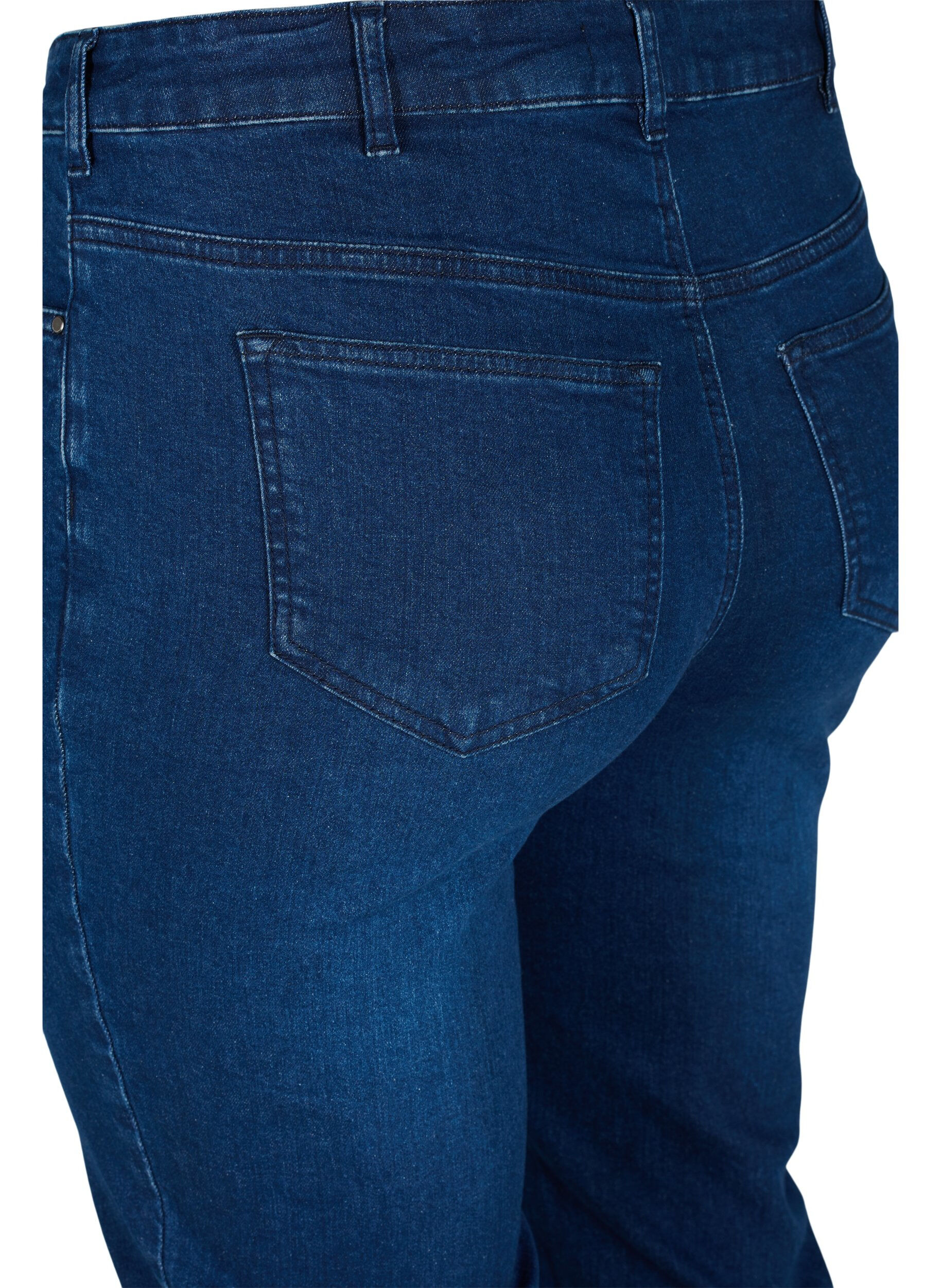 Zizzi Close-fitting denim capris in cotton, Dark blue denim, Packshot image number 3