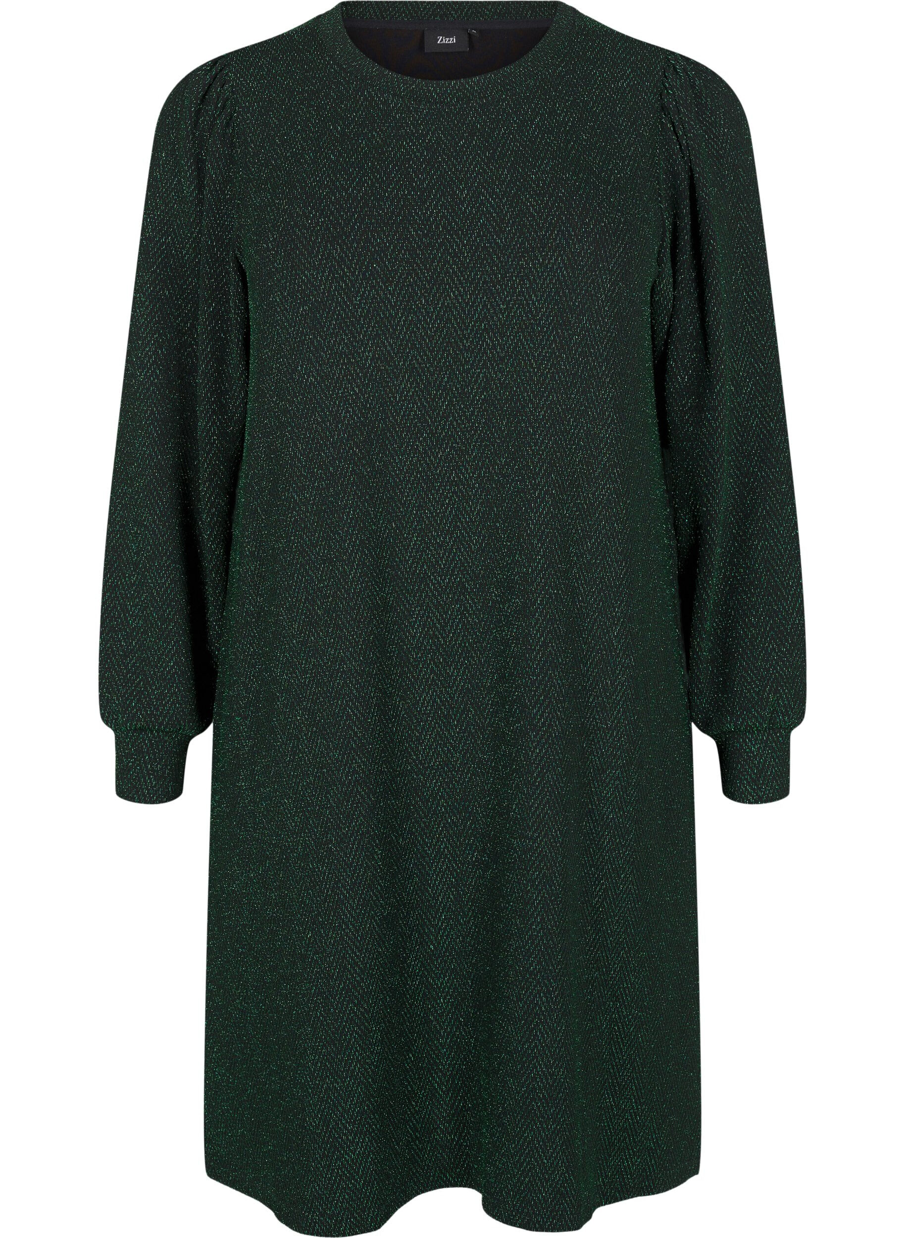 Zizzi Sukienka w zygzakowaty wz&oacute;r z brokatem, Scarab ZigZagShimmer, Packshot image number 0