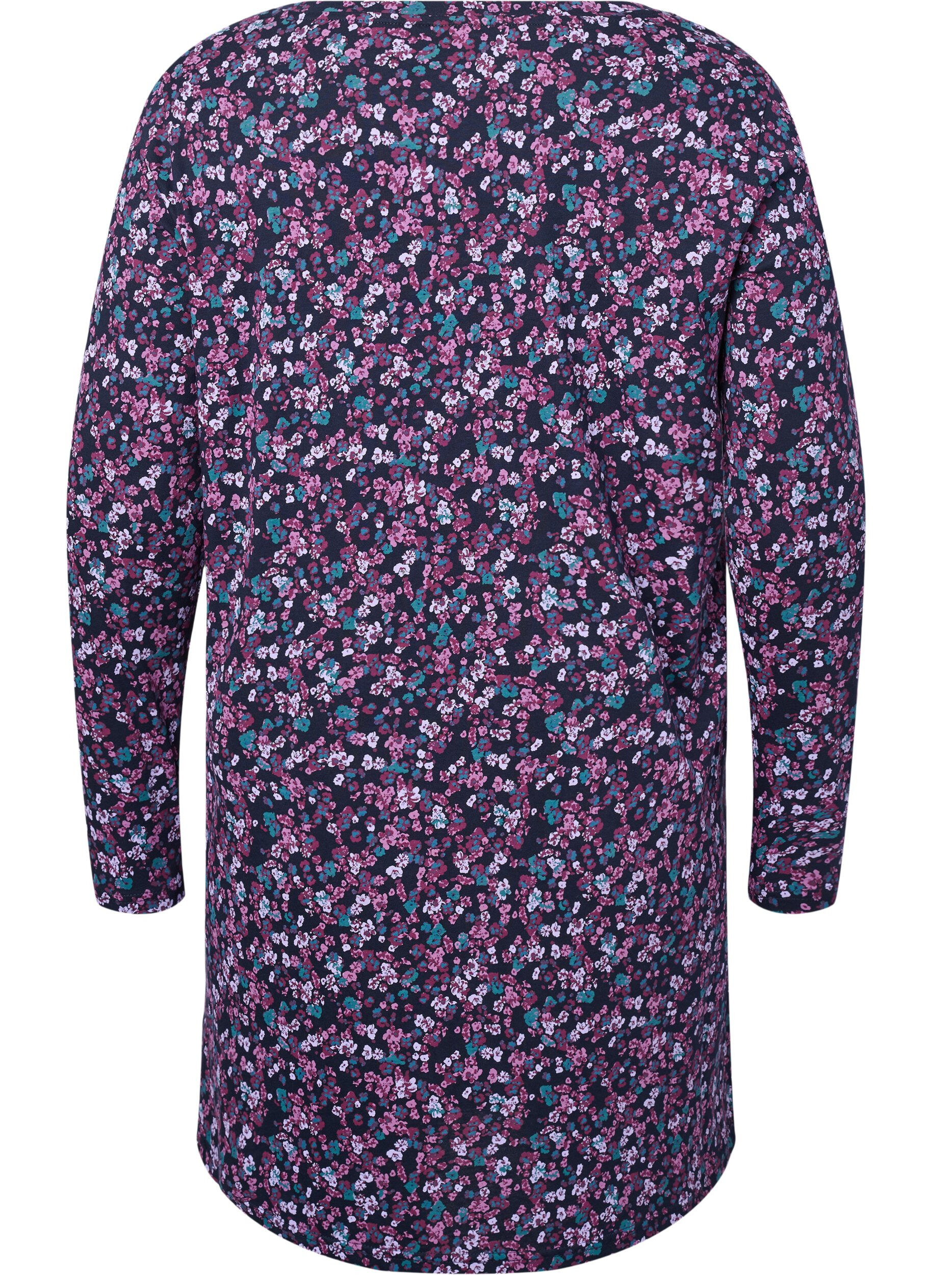 Zizzi Bawelniana koszula nocna z dlugim rekawem, Night Sky Disty AOP, Packshot image number 1