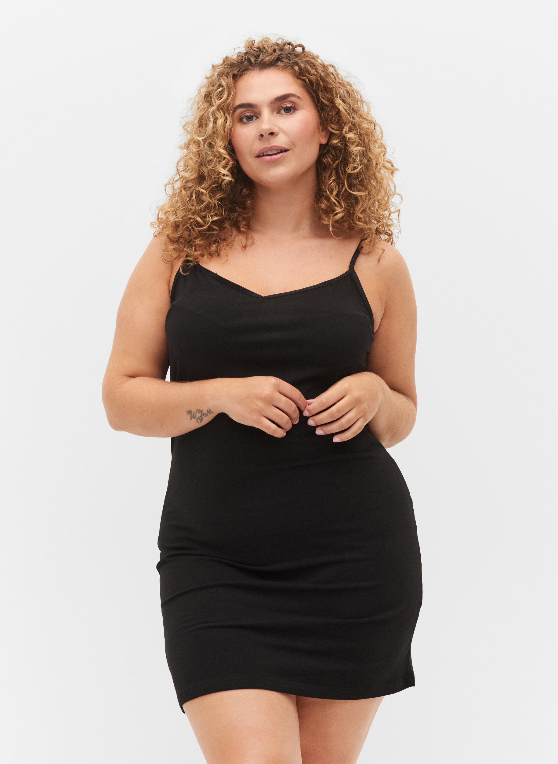 Dlugi top typu basic z bawelny, Czarne, Model