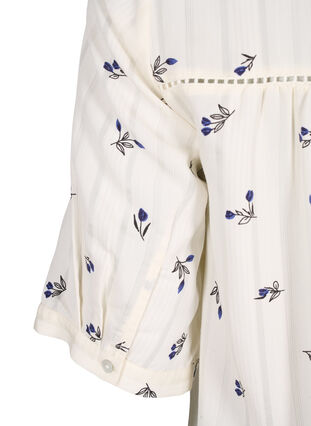 Krótka, trapezowa sukienka z wiskozy z koronkowym wykonczeniem, Birch w. Flower, Packshot image number 3
