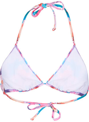 Trójkatny biustonosz bikini z nadrukiem, Pink Flower, Packshot image number 1