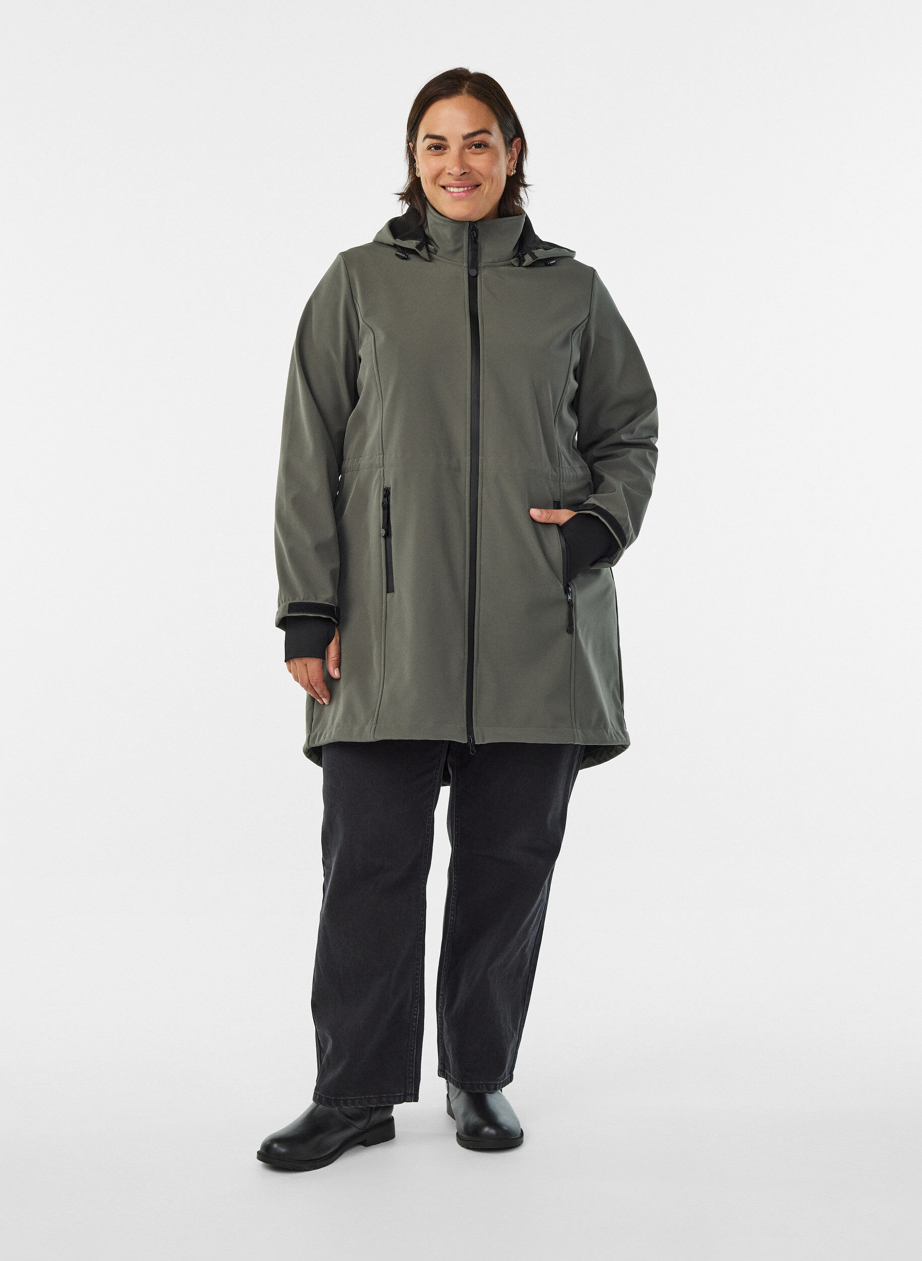 ZizziKurtka softshell z odpinanym kapturem, Ciemnoszary, Model image number 1