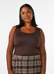 Dopasowany top basic z gladkiego materialu, Brązowy, Model image number 0
