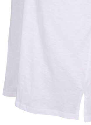 Jednokolorowa koszulka typu oversize z dekoltem w szpic, Bright White, Packshot image number 3