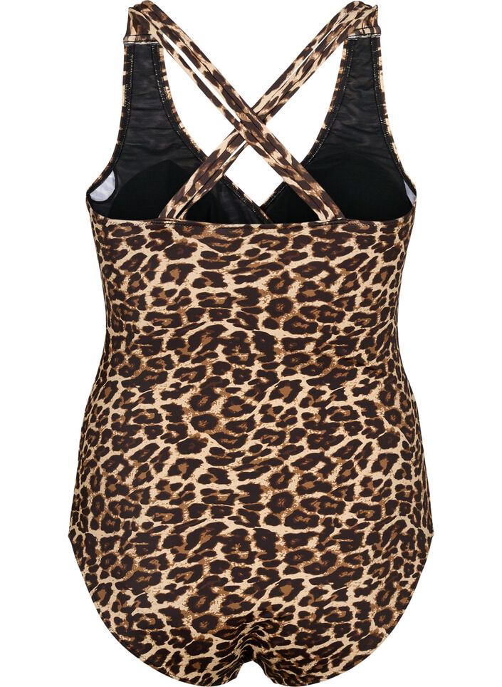 Strój kapielowy ze skrzyzowanymi plecami i wyjmowanymi wkladkami, Leopard Print, Packshot image number 1