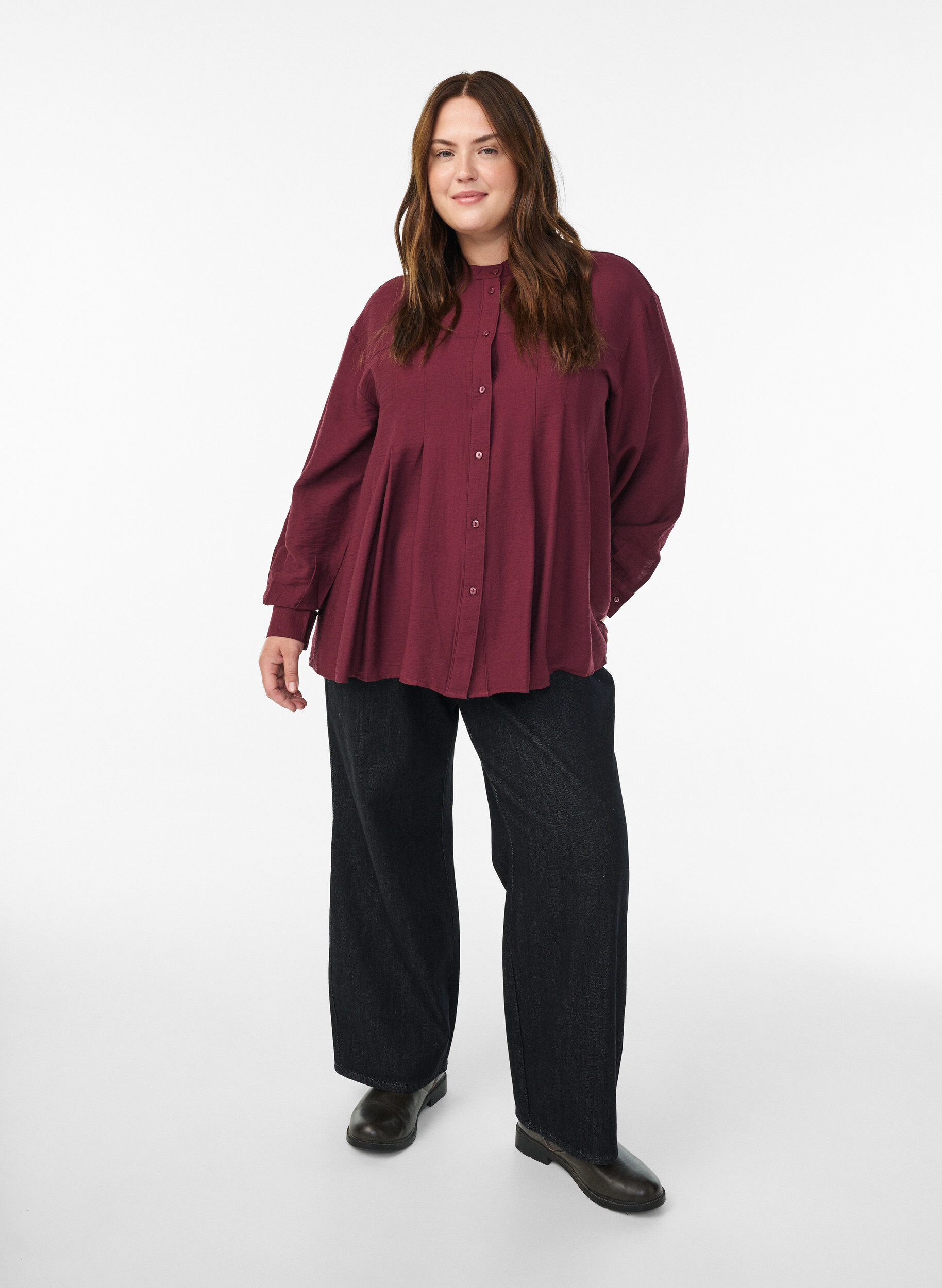 Zizzi Koszula wiskozowa w ksztalcie litery A, Czerwony, Model image number 1