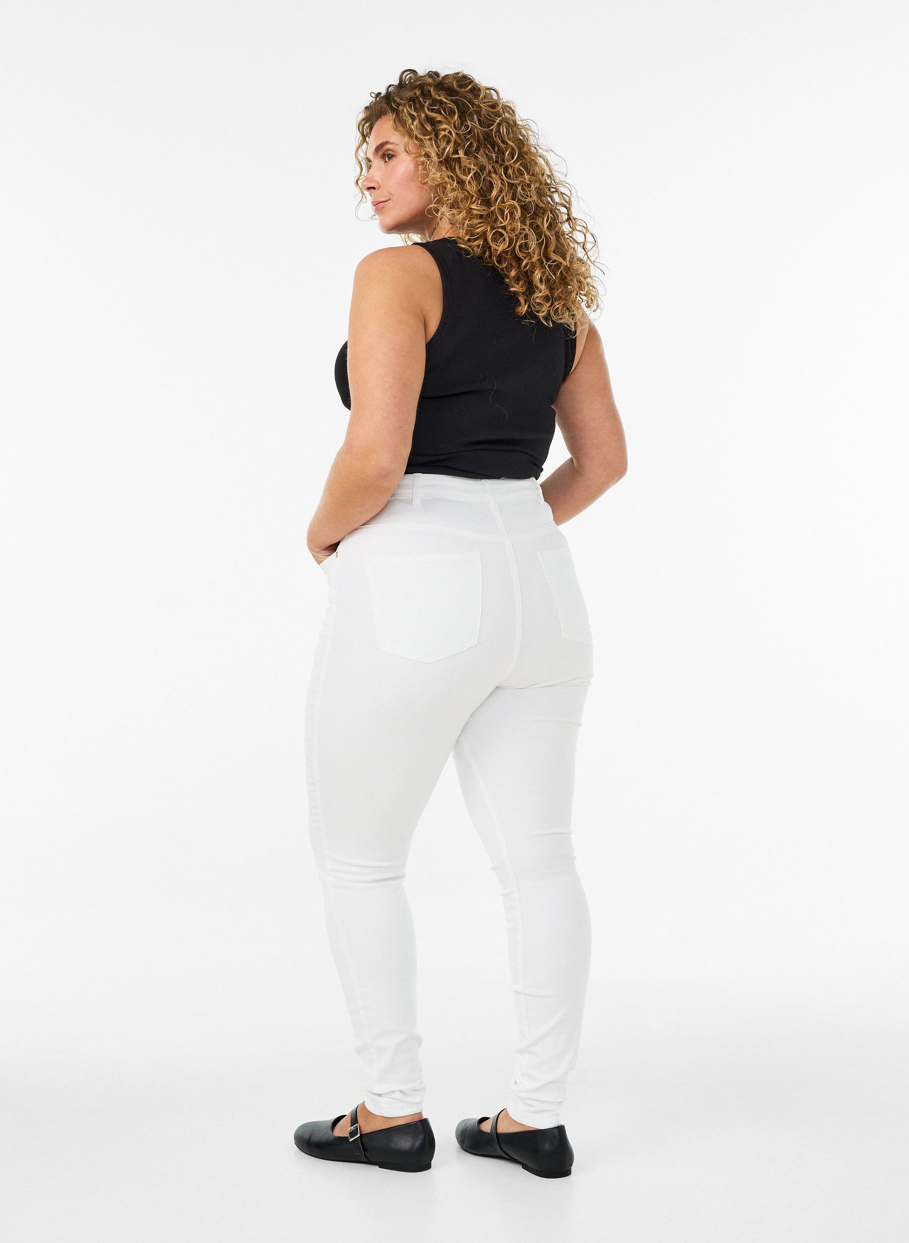 ZizziJeansy super slim z wysokim stanem Amy, Biały, Model image number 1