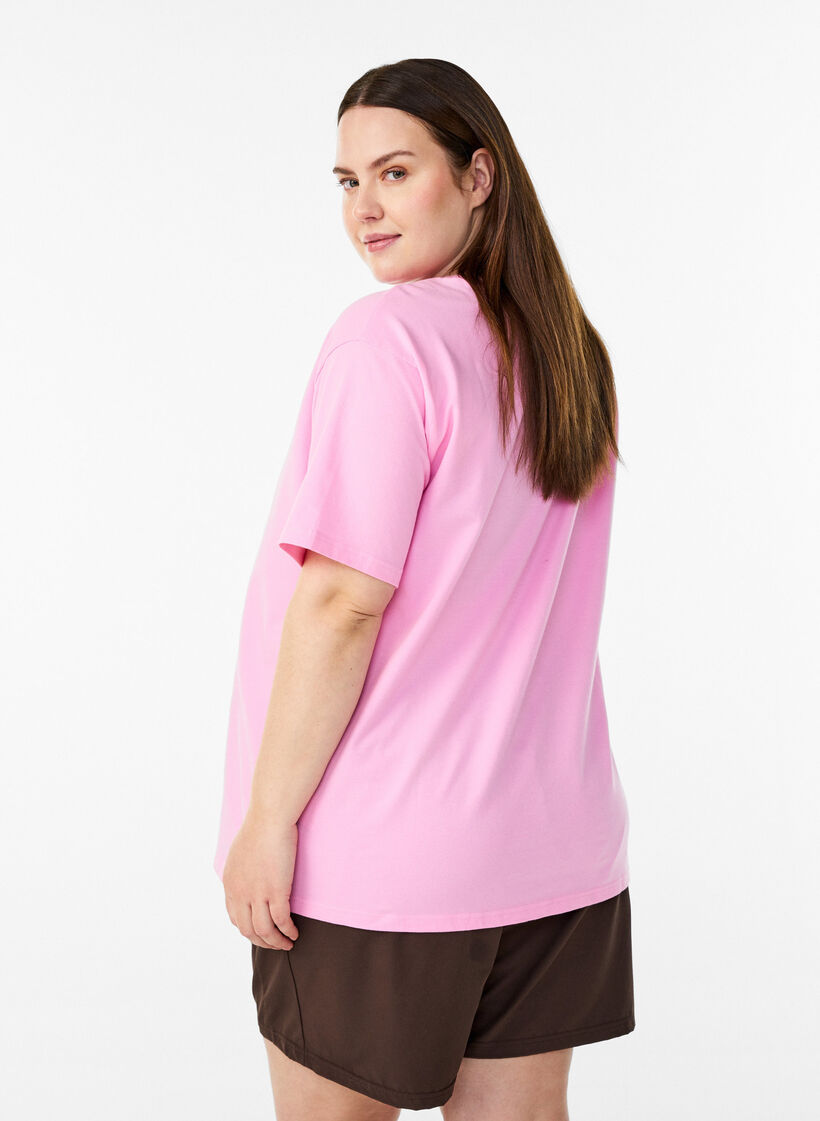 Sportowa koszulka z bawelny organicznej, R&oacute;żowy, Model image number 2