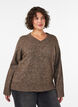 Sweter z dekoltem w serek, Brązowy, Model image number 0