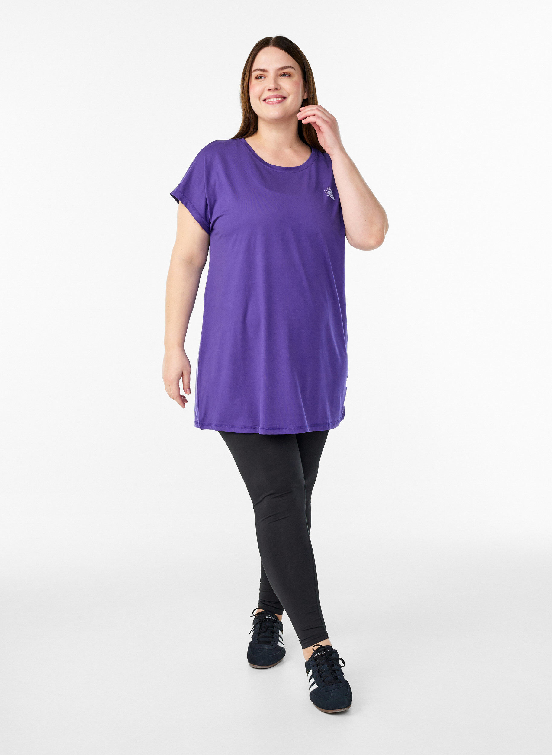 Zizzi Dluga koszulka treningowa, Fioletowy, Model image number 1