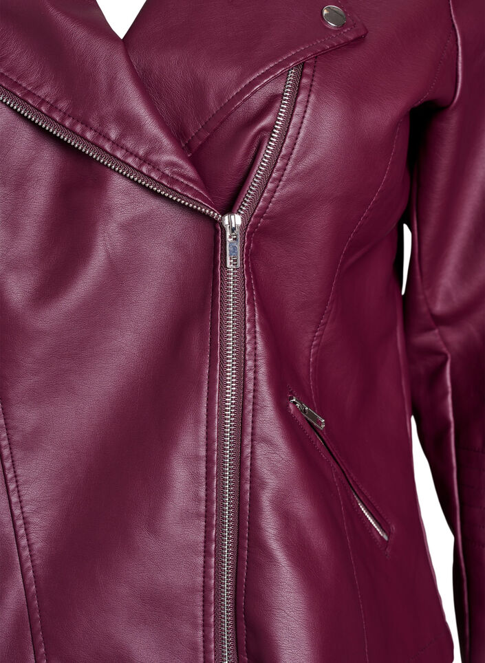 Kurtka motocyklowa ze sztucznej sk&oacute;ry, Czerwony, Packshot image number 2
