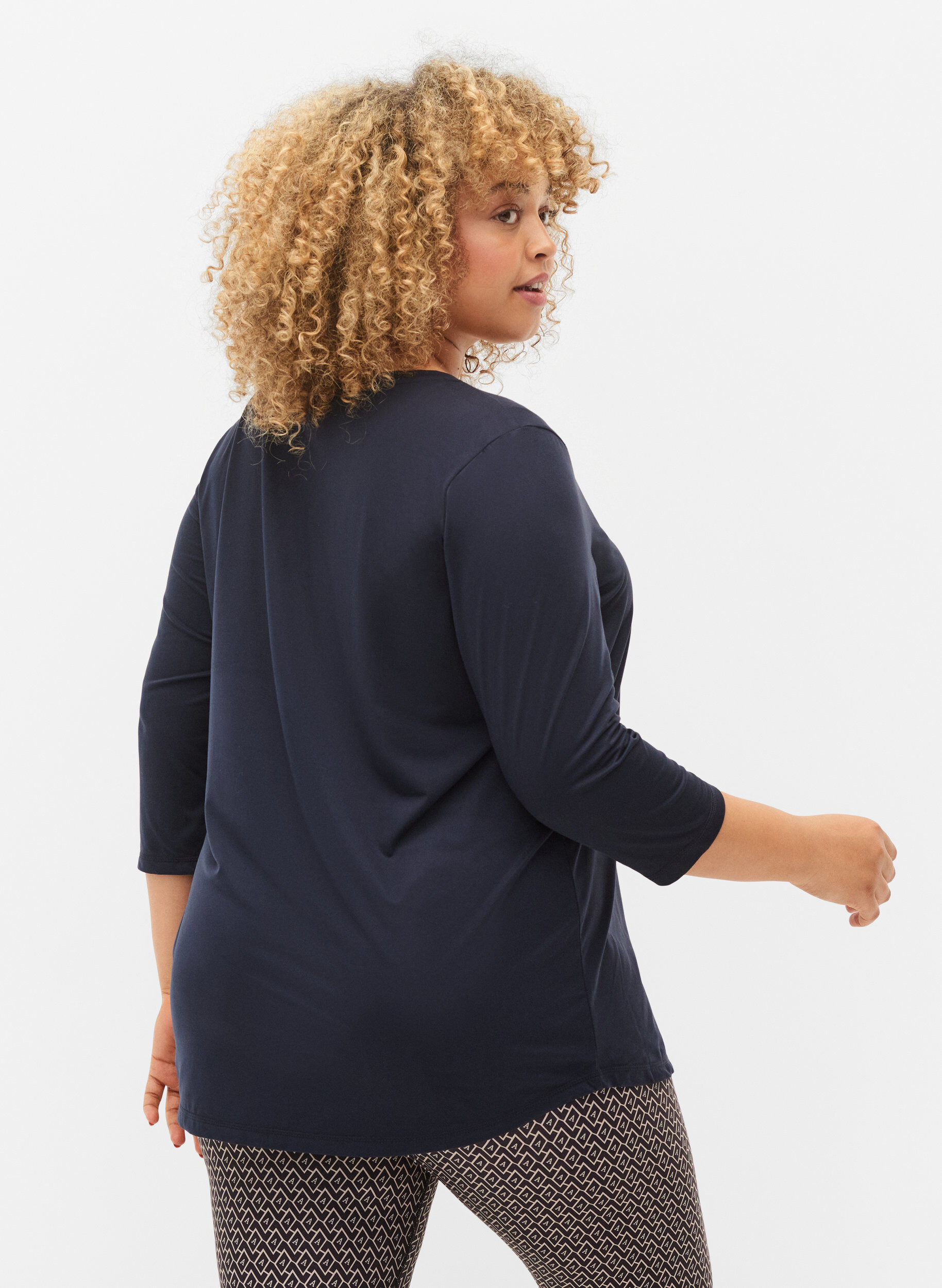 Zizzi Koszulka do cwiczen z rekawami 3/4, Niebieskie, Model image number 2