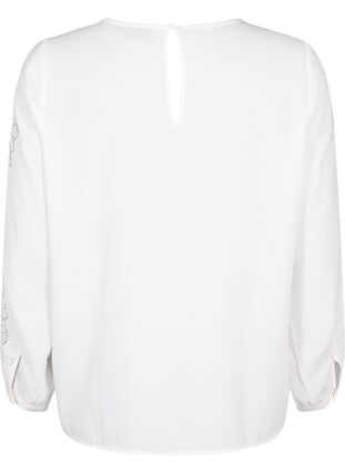 Bluzka z dlugim rekawem z szydelkowymi wzorem, Bright White, Packshot image number 1