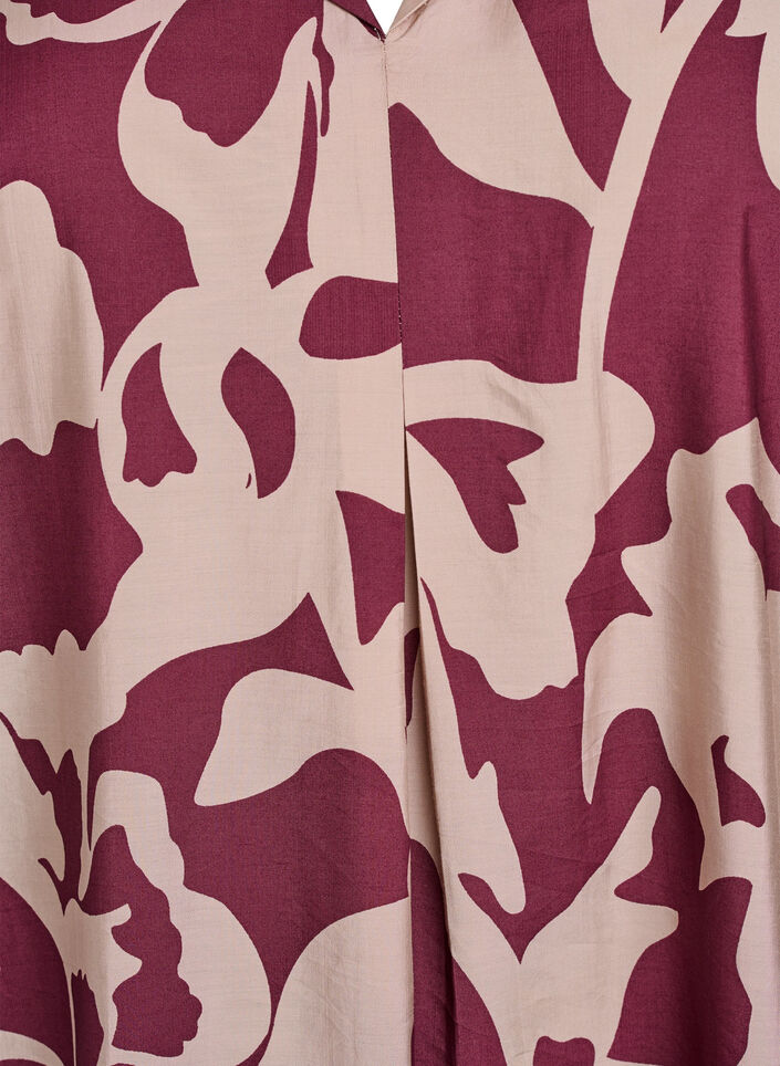 Sukienka do kolan z nadrukiem i dekoltem w ksztalcie litery V, Czerwony, Packshot image number 2