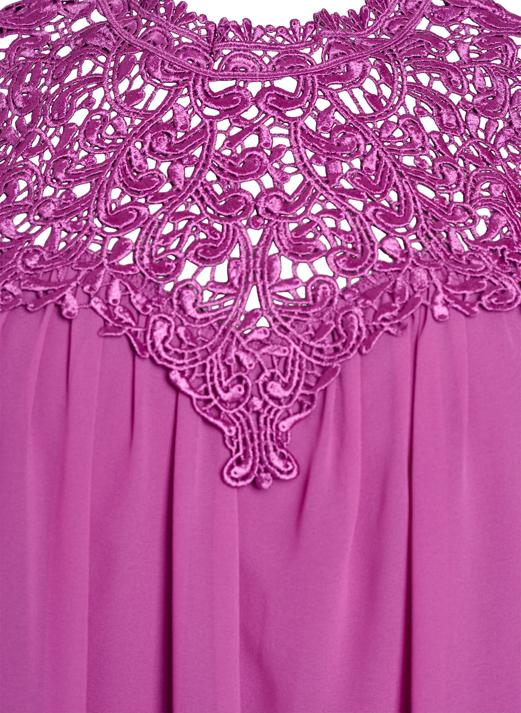 Zizzi Imprezowy top bez rekaw&oacute;w, szydelkowany, Fioletowy, Packshot image number 2