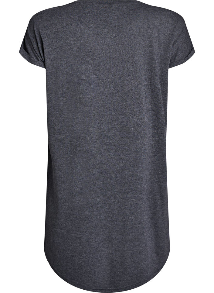 Koszula nocna z krótkim rekawem i nadrukiem tekstowym, Czarne, Packshot image number 1