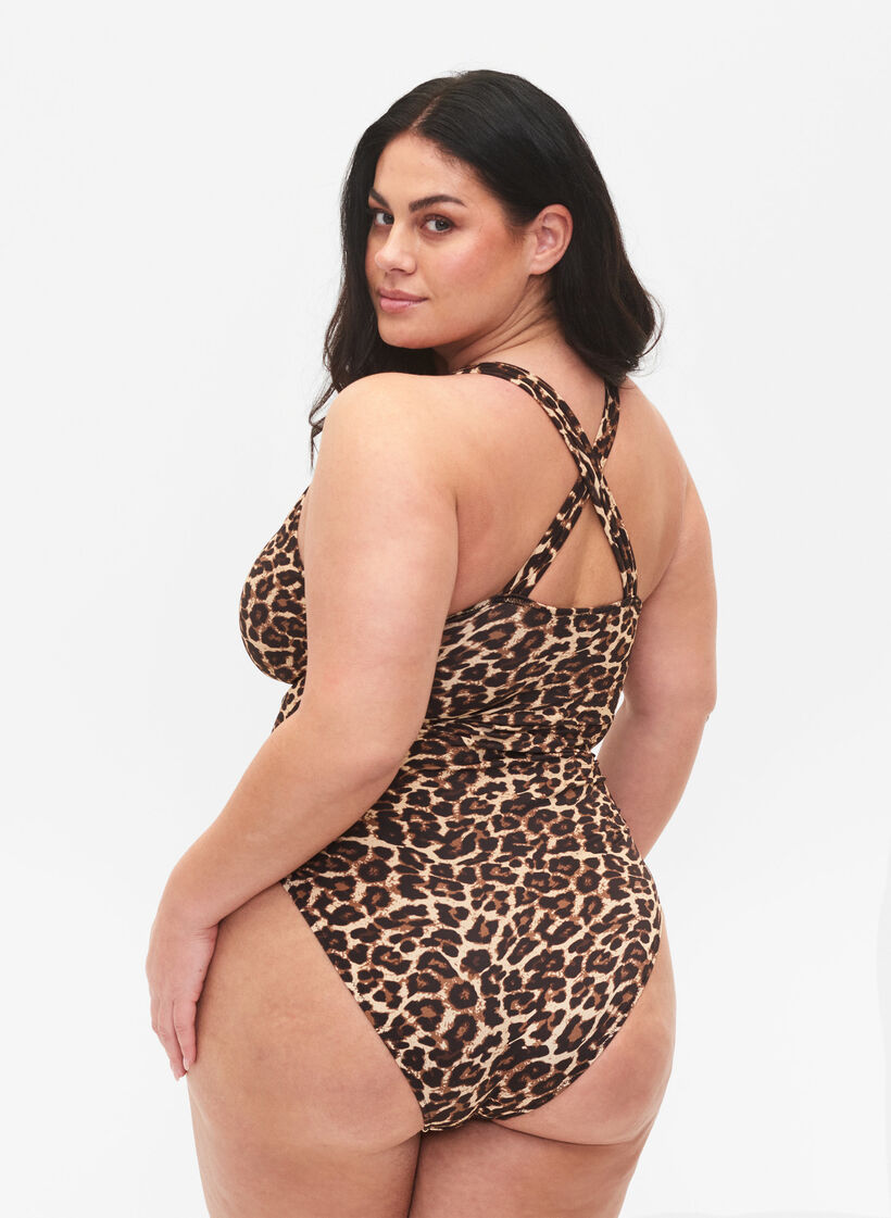 Strój kapielowy ze skrzyzowanymi plecami i wyjmowanymi wkladkami, Leopard Print, Model image number 1