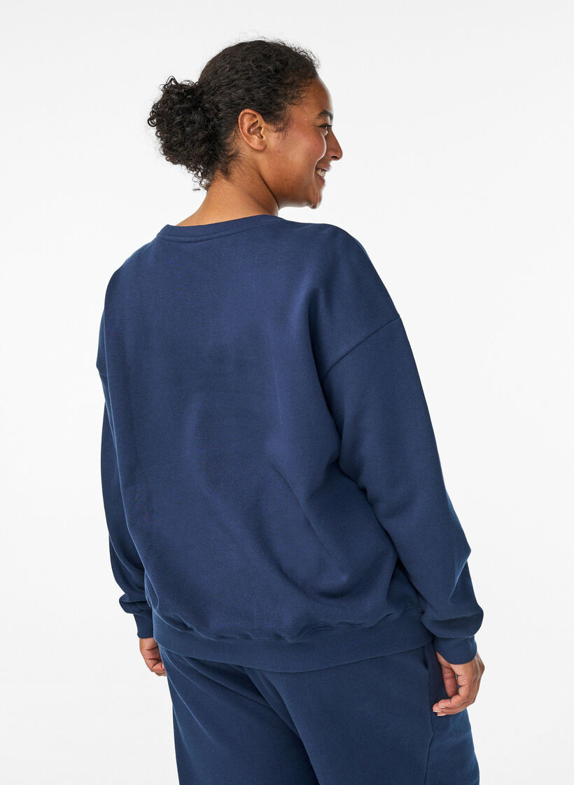Bluza z nadrukiem tekstowym, Niebieskie, Model image number 2