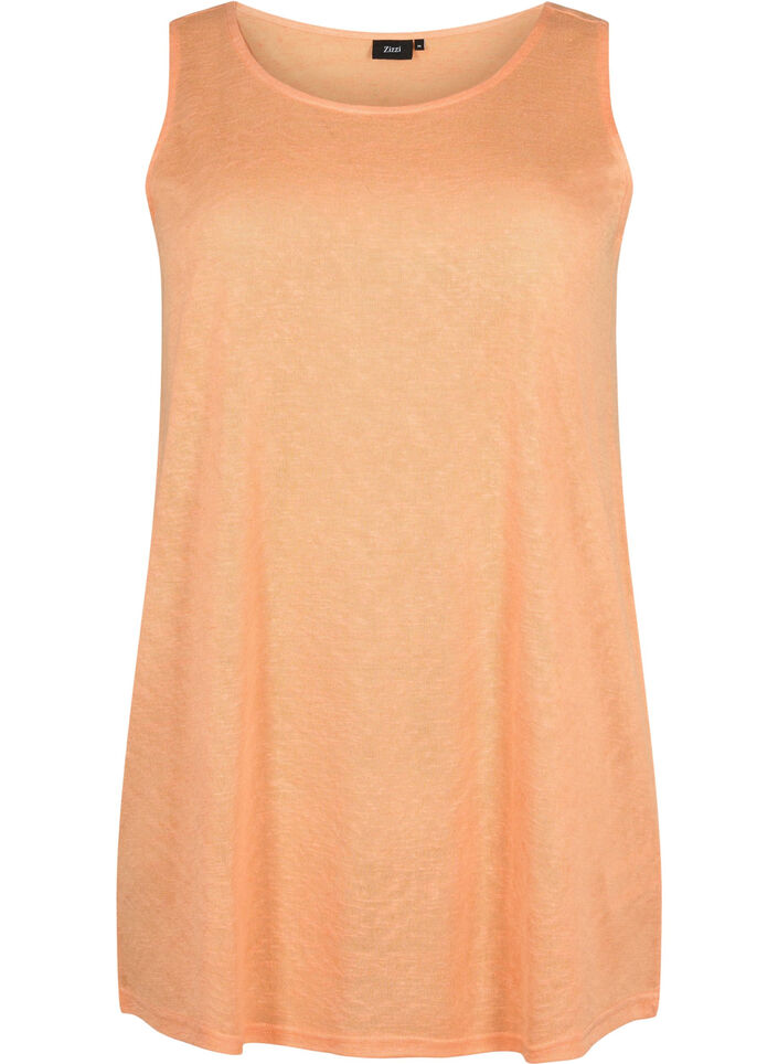 Top ze struktura i okraglym dekoltem, Mock Orange, Packshot image number 0