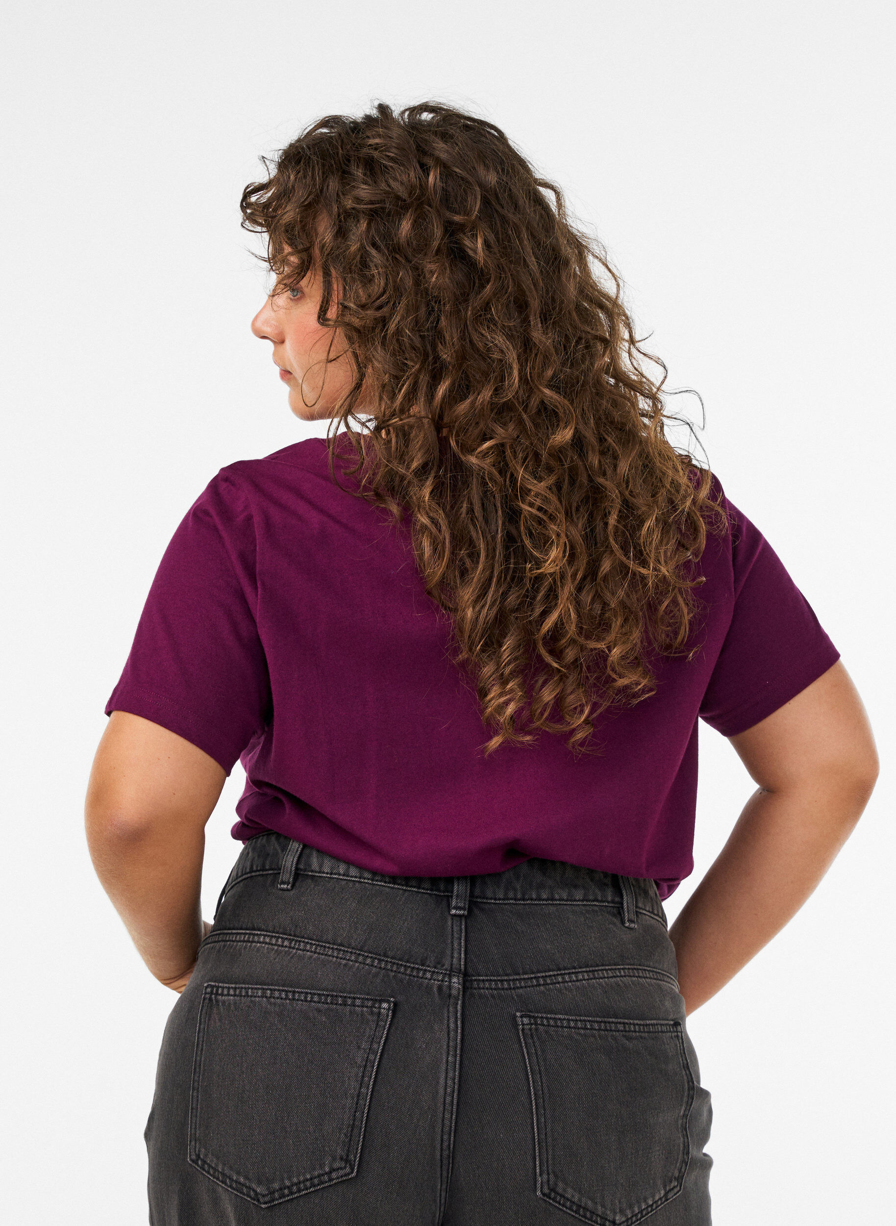 ZizziKoszulka Bawelna organiczna z tekstem welur, Fioletowy, Model image number 2