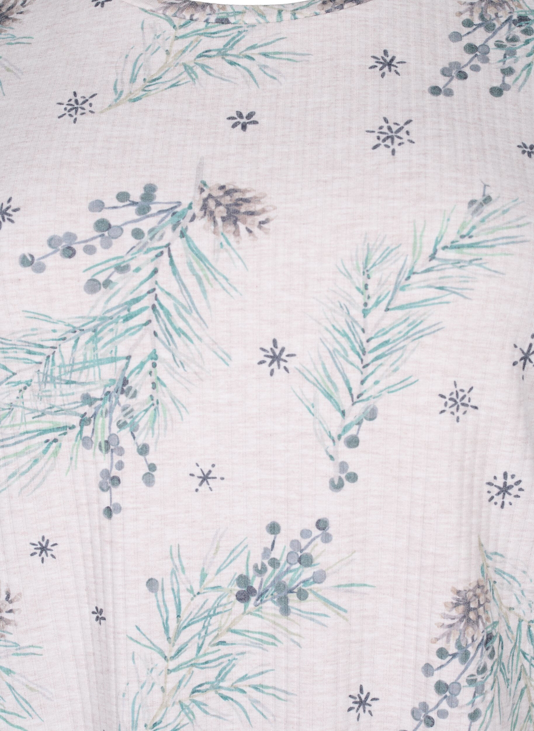 Zizzi Long-sleeved top in rib, Natural M&eacute;l AOP Gran, Packshot image number 2