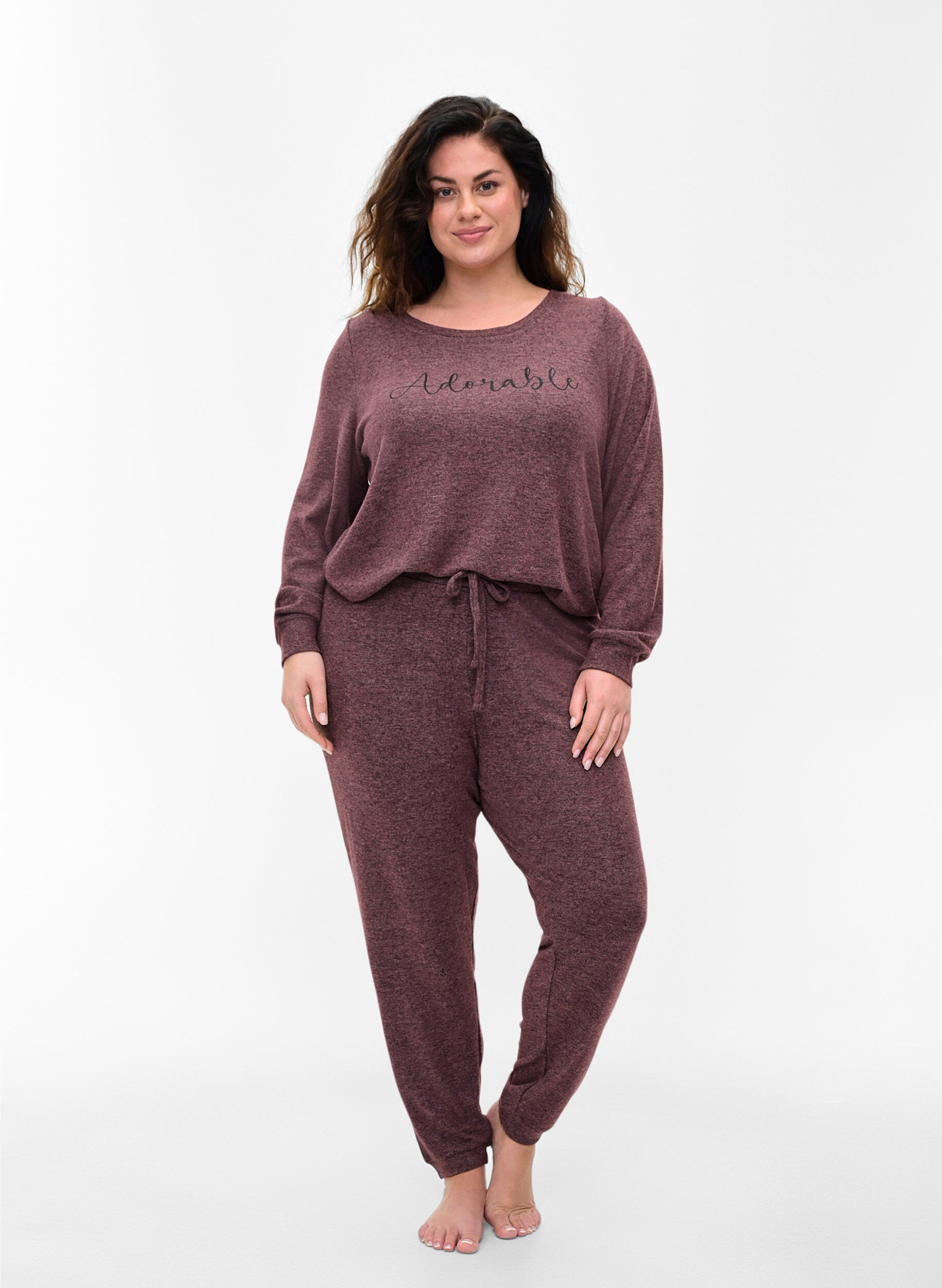 Zizzi Melange blouse in viscose blend, Port Royal Mel, Model image number 2