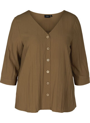 Viscose blouse with buttons and v-neck, Kangaroo, Packshot image number 0