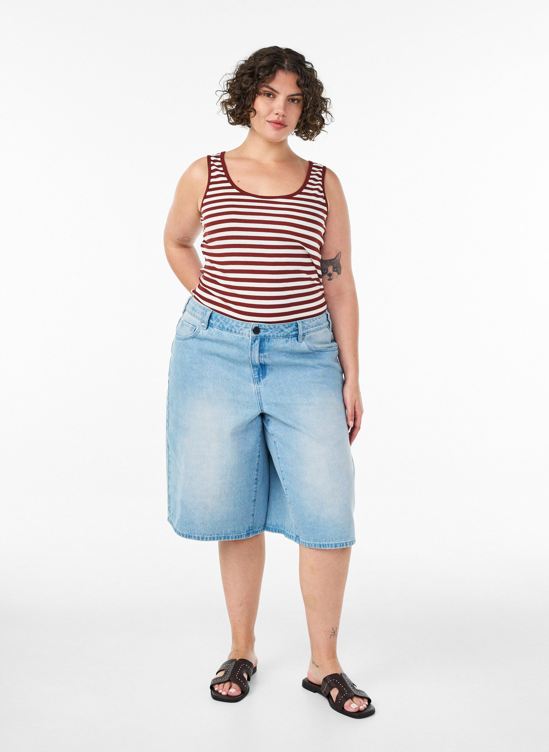 ZizziTank top w paski o prazkowanej strukturze, Czerwony, Model image number 1