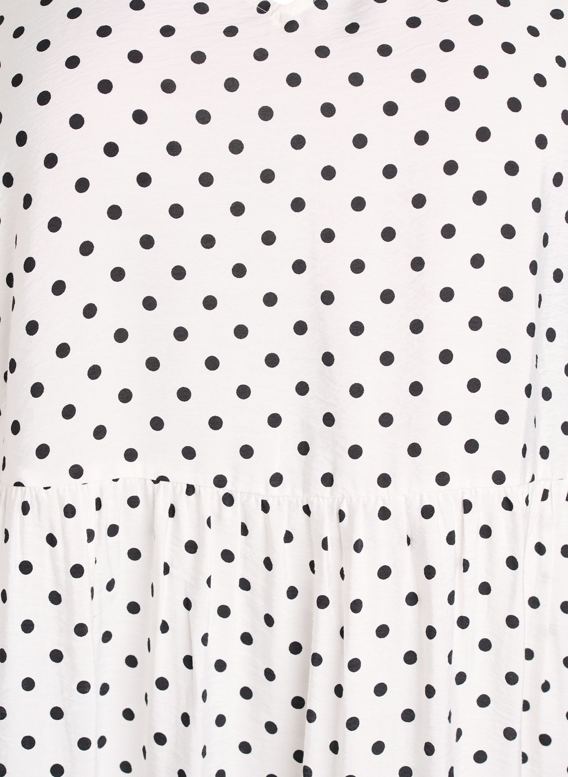 Zizzi Sukienka w kropki z dekoltem w ksztalcie litery V i krojem A, Biały, Packshot image number 2