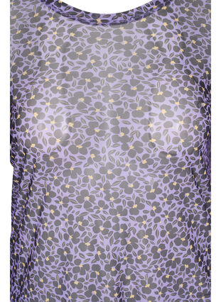 Obcisla siateczkowa bluzka z nadrukiem w kwiaty, Purple AOP, Packshot image number 2