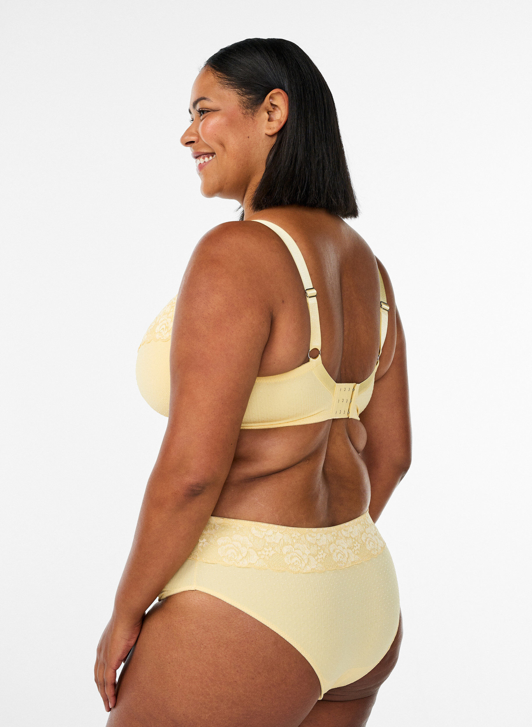 Zizzi Biustonosz z wysci&oacute;lka, koronka i struktura dobby, Ż&oacute;łty, Model image number 2