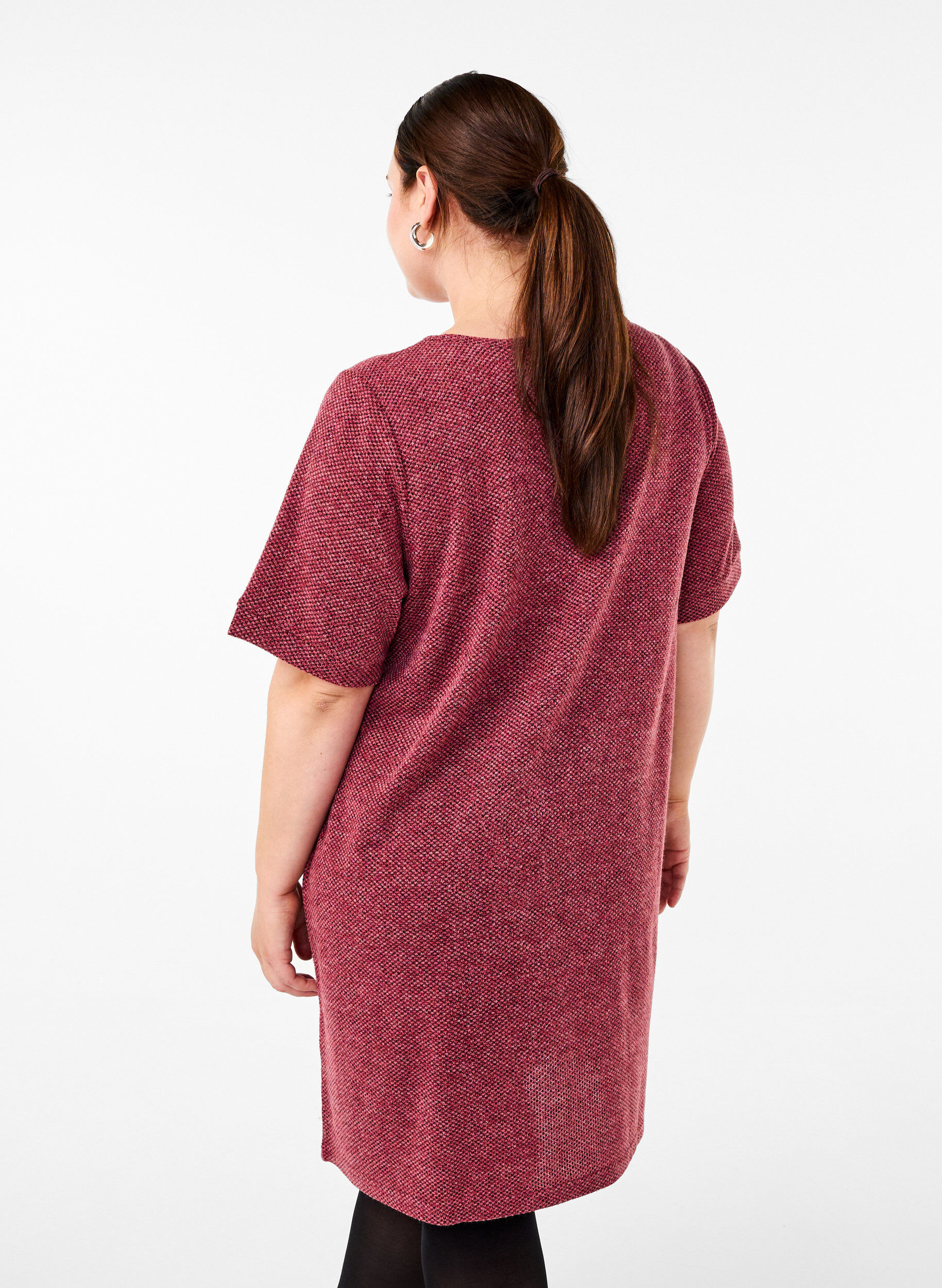 Zizzi T-shirtowa sukienka z kr&oacute;tkimi rekawami, Dry Rose, Model image number 1