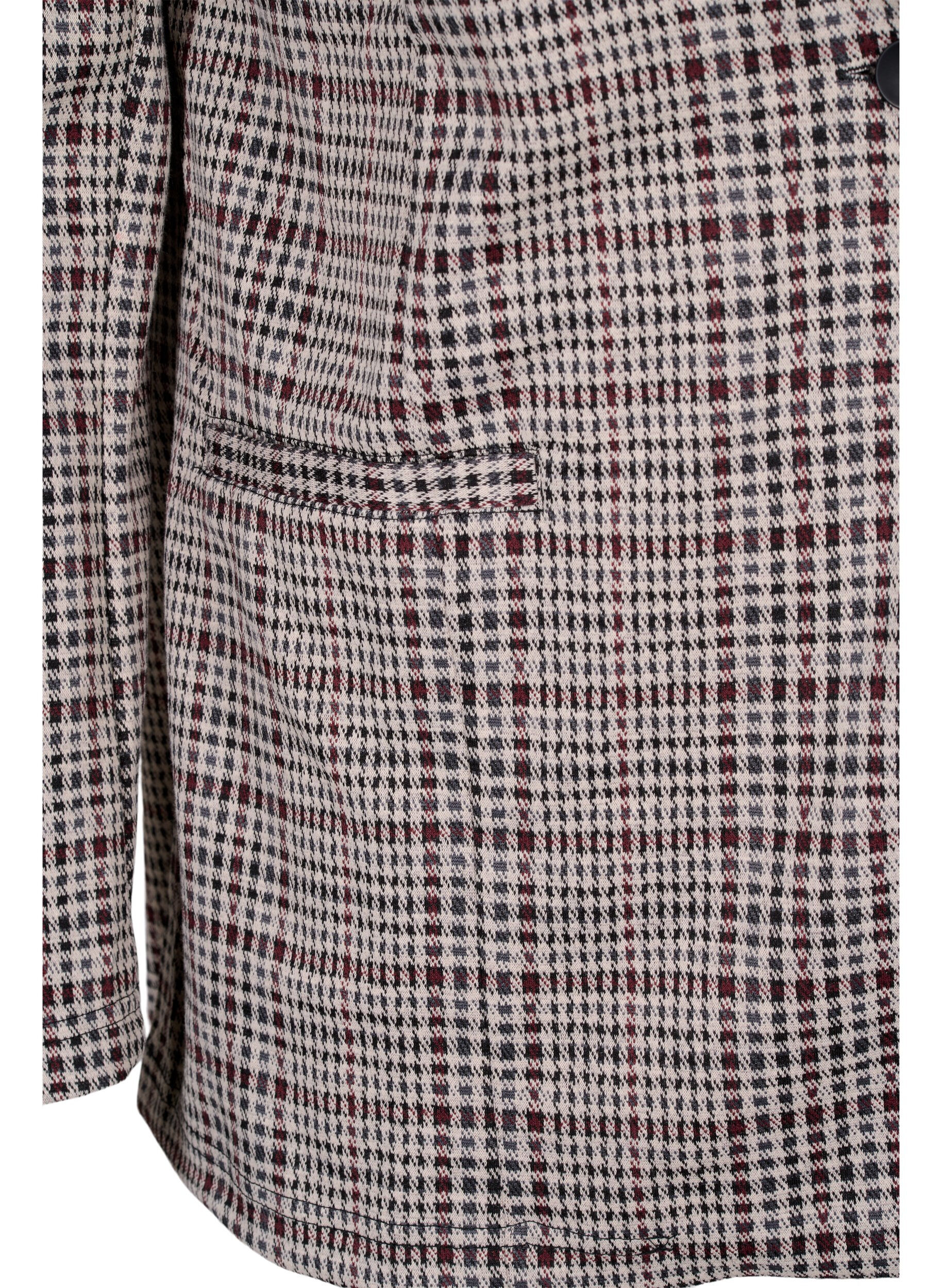 Zizzi Checkered blazer with button closure, Brown Check, Packshot image number 3