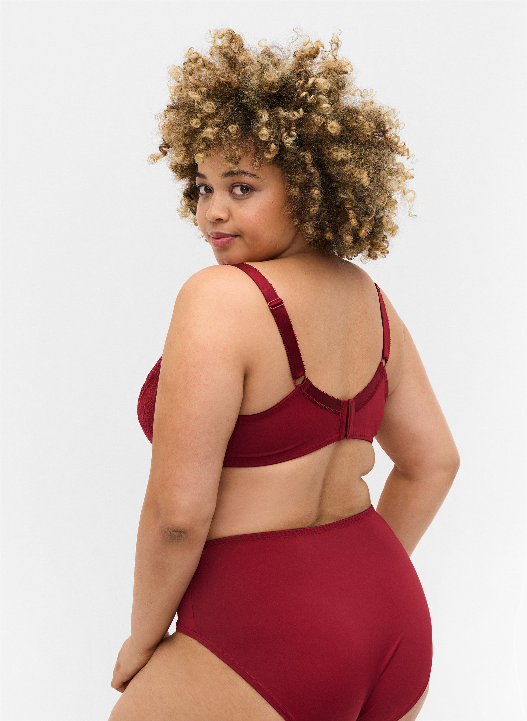 Zizzi Koronkowy biustonosz z fiszbinami, Rhubarb, Model image number 1