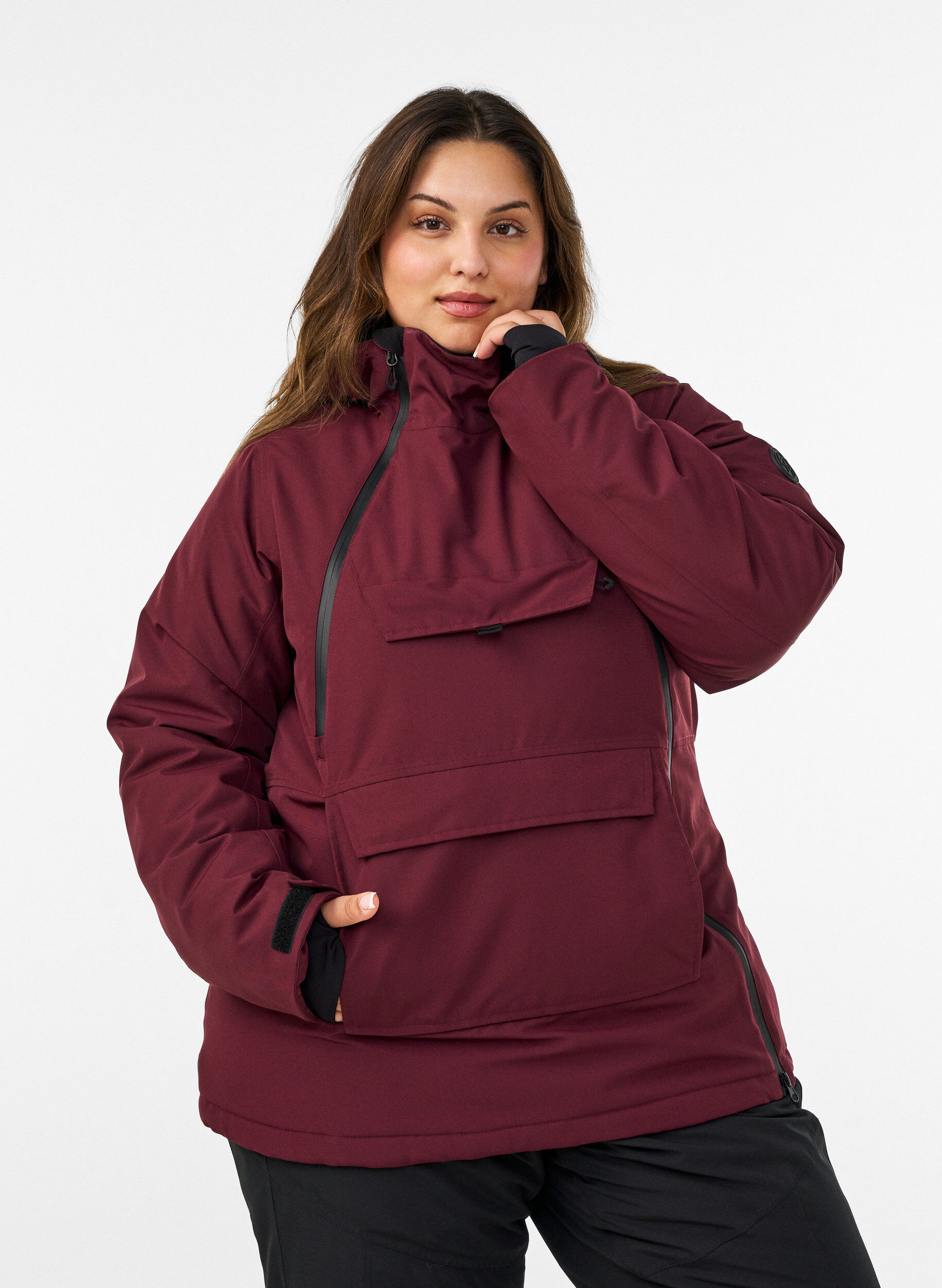 Funkcjonalna kurtka typu anorak z kapturem, Czerwony, Model