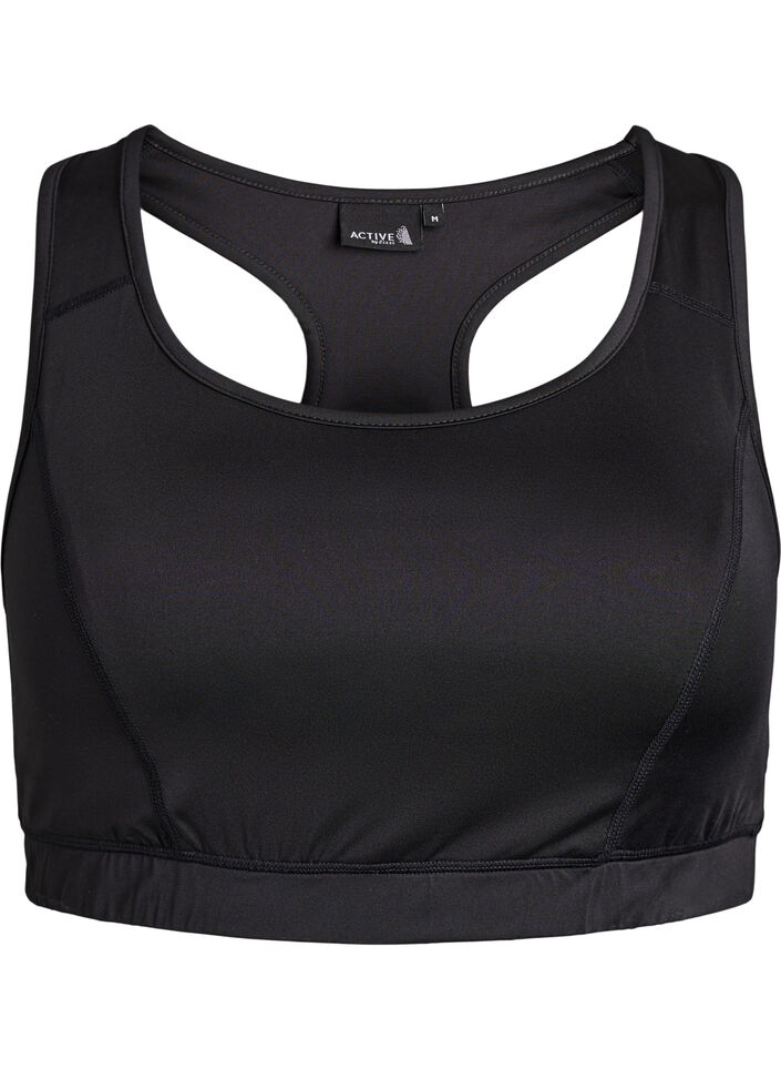 Biustonosz sportowy z tylem typu racerback, Czarne, Packshot image number 0