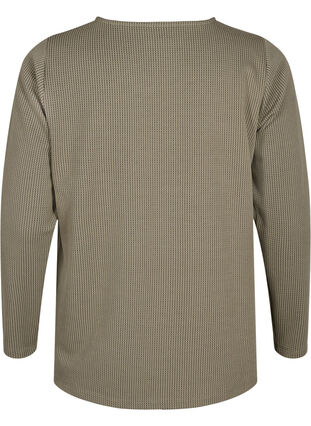 Teksturowana trapezowa bluzka, Greige, Packshot image number 1