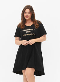 Koszula nocna z bawelny organicznej z dekoltem w szpic, Black W. Yesterday, Model