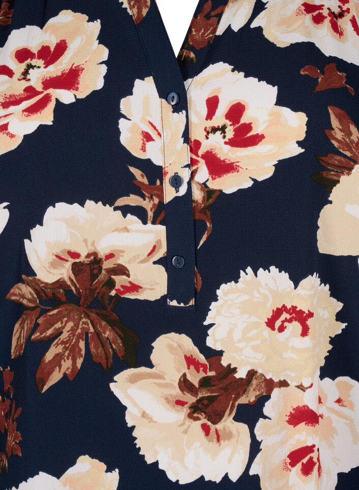 Bluzka z kr&oacute;tkim rekawem i dekoltem w serek, Niebieskie, Packshot image number 2