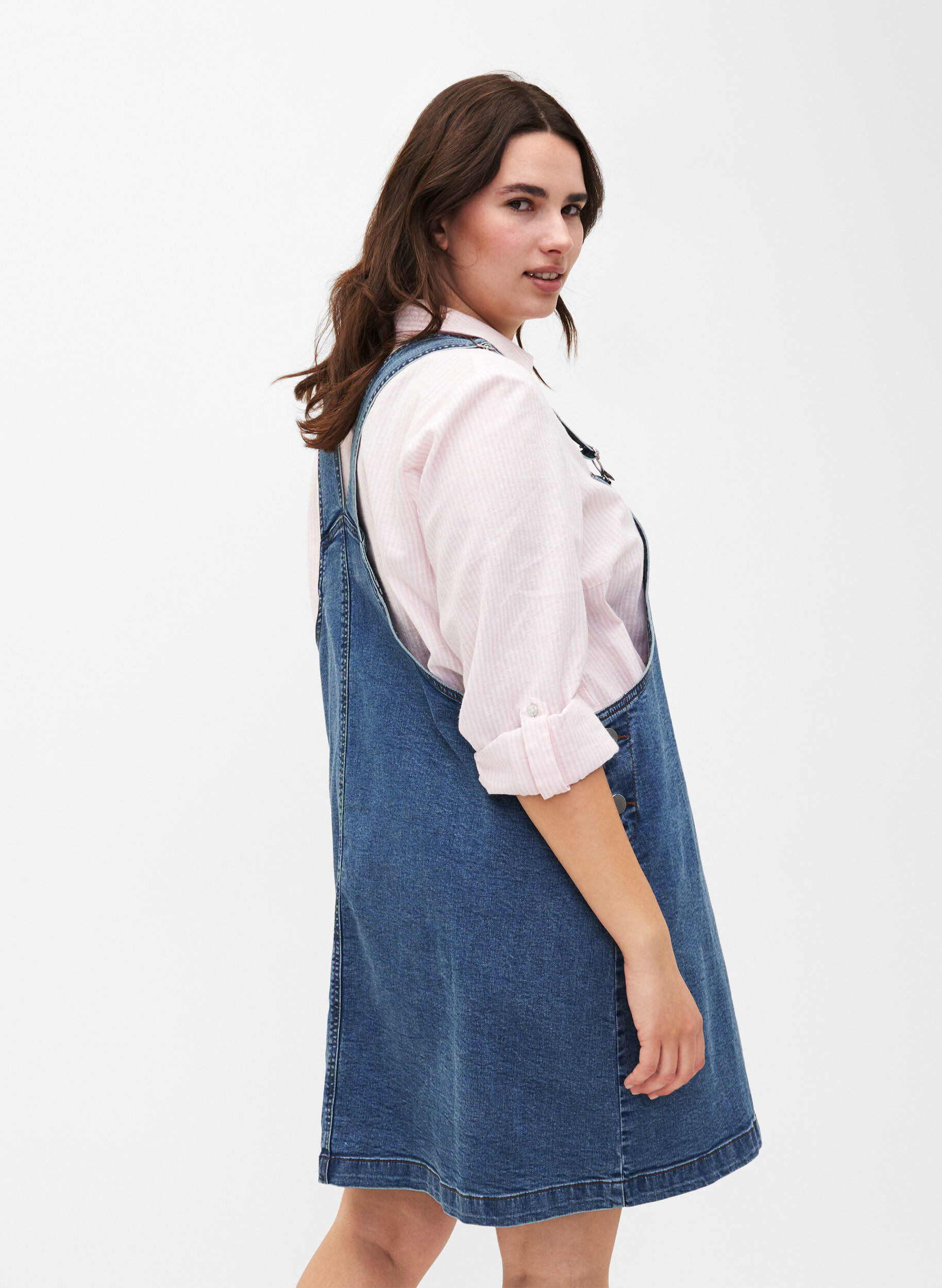 Zizzi Bluzka koszulowa z zapieciem na guziki, Rosebloom White, Model image number 1