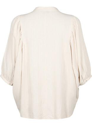  Koszulowa bluzka z mieszanki wiskozy i lnu z rekawami 3/4, Moonbeam, Packshot image number 1