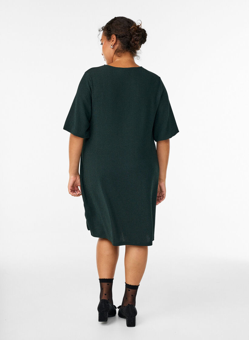 Krótka sukienka z blyszczacym wzorem, Zielony, Model image number 2