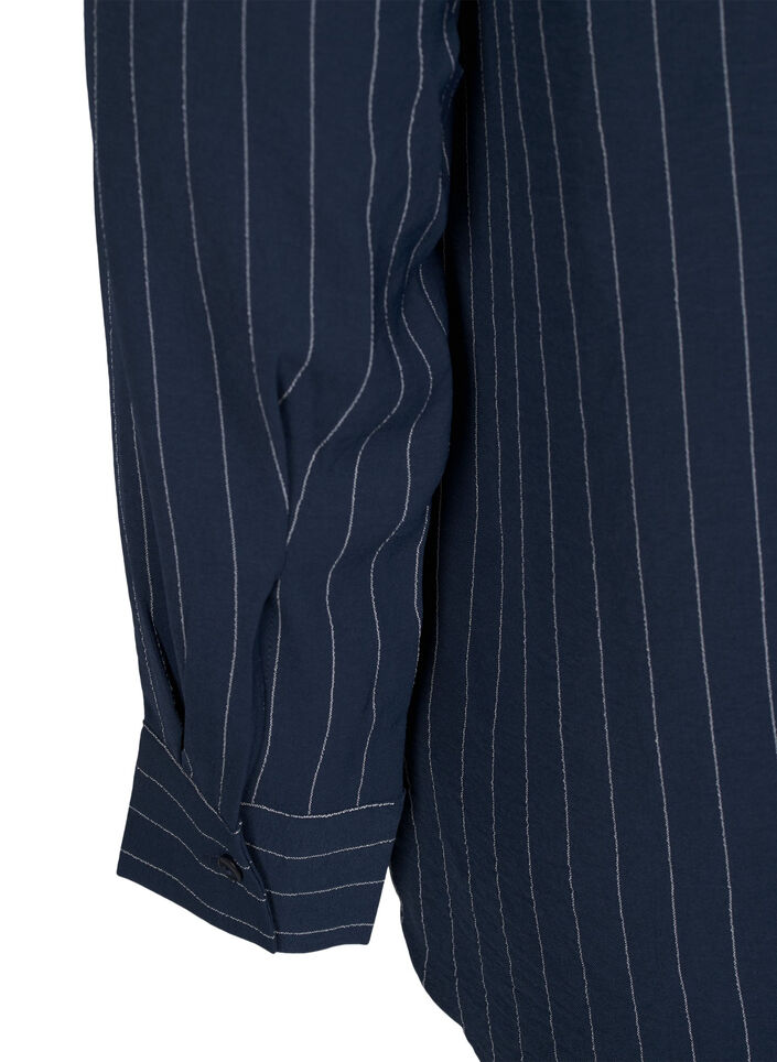 Bluzka koszulowa w prazki, Niebieskie, Packshot image number 3