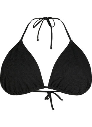 Biustonosz trójkatny od bikini z krepa, Black, Packshot image number 0