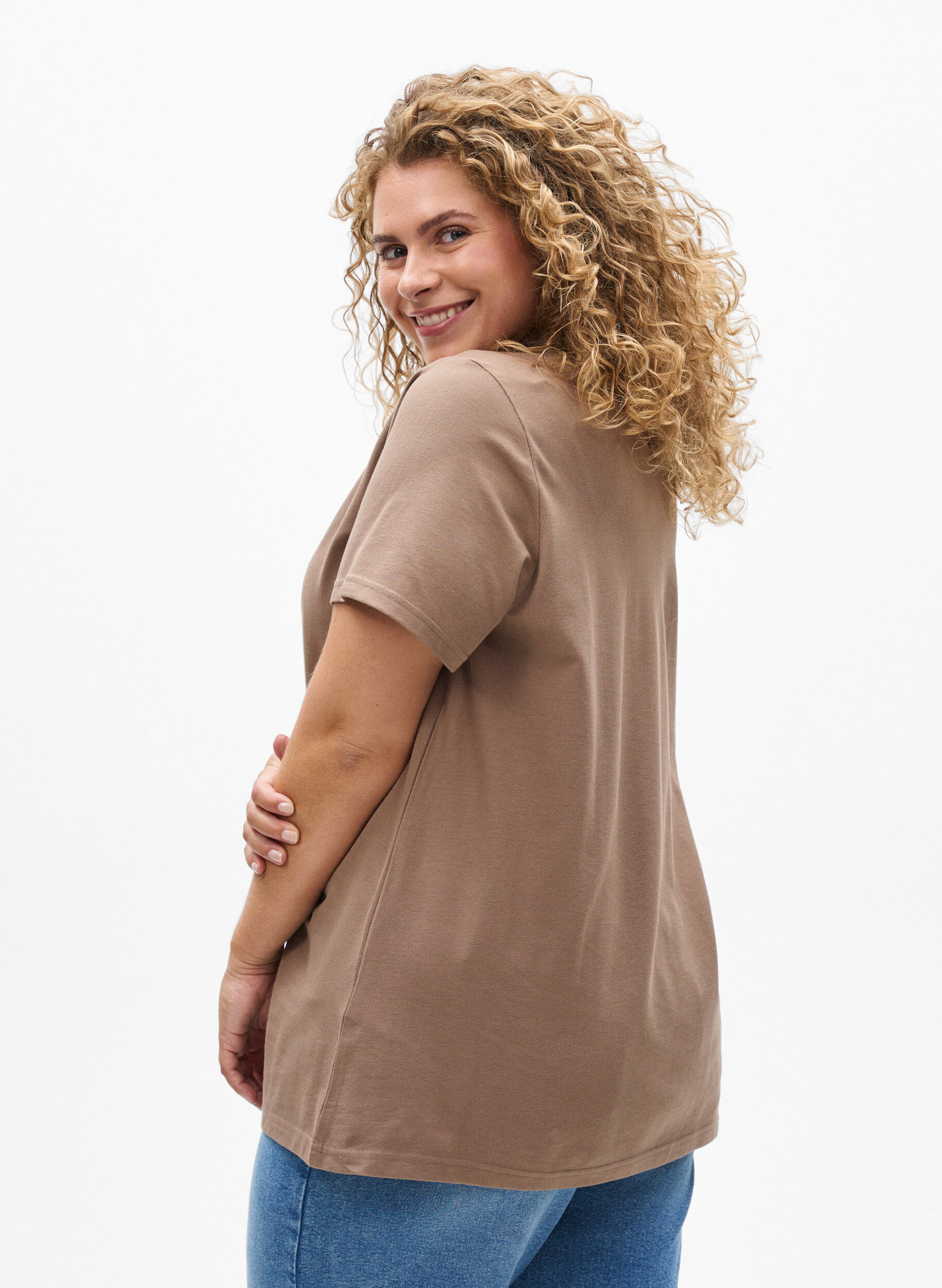 Zizzi FLASH - Koszulka polo z kr&oacute;tkim rekawem, Brązowy, Model image number 2