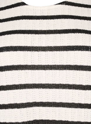 Bluzka z krótkim rekawem w paski w kontrastowych kolorach, Sand Black Stripe, Packshot image number 2